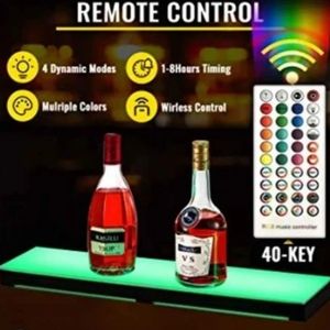 VEVOR LED Lighted Liquor Bottle Display Bar Shelf RF & App Control 24" 1-Step